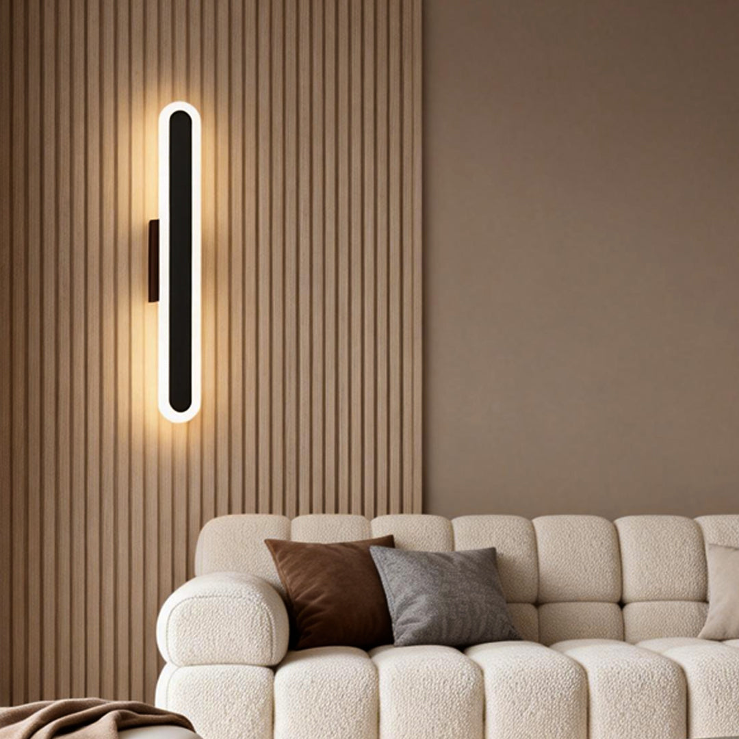 Modern Oval Bar Wall Light with Dimmable LED, Gold or Black Finish