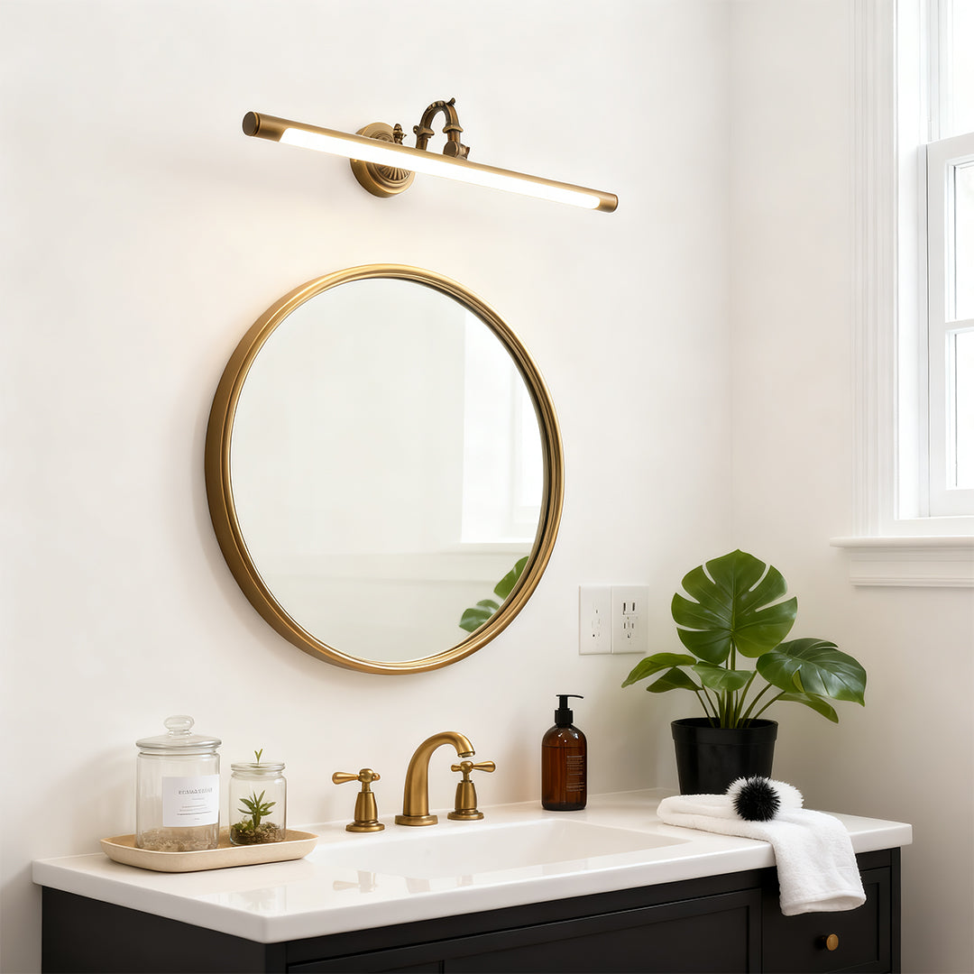 Luxury Brass LED Vanity Light for Bathroom Mirror | Modern Wall Mount