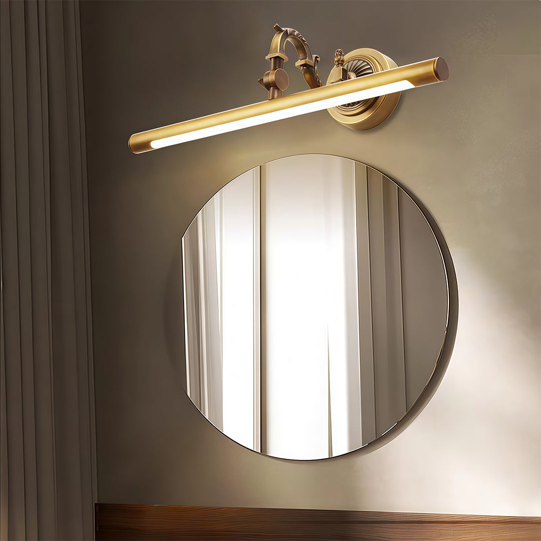 Luxury Brass LED Vanity Light for Bathroom Mirror | Modern Wall Mount