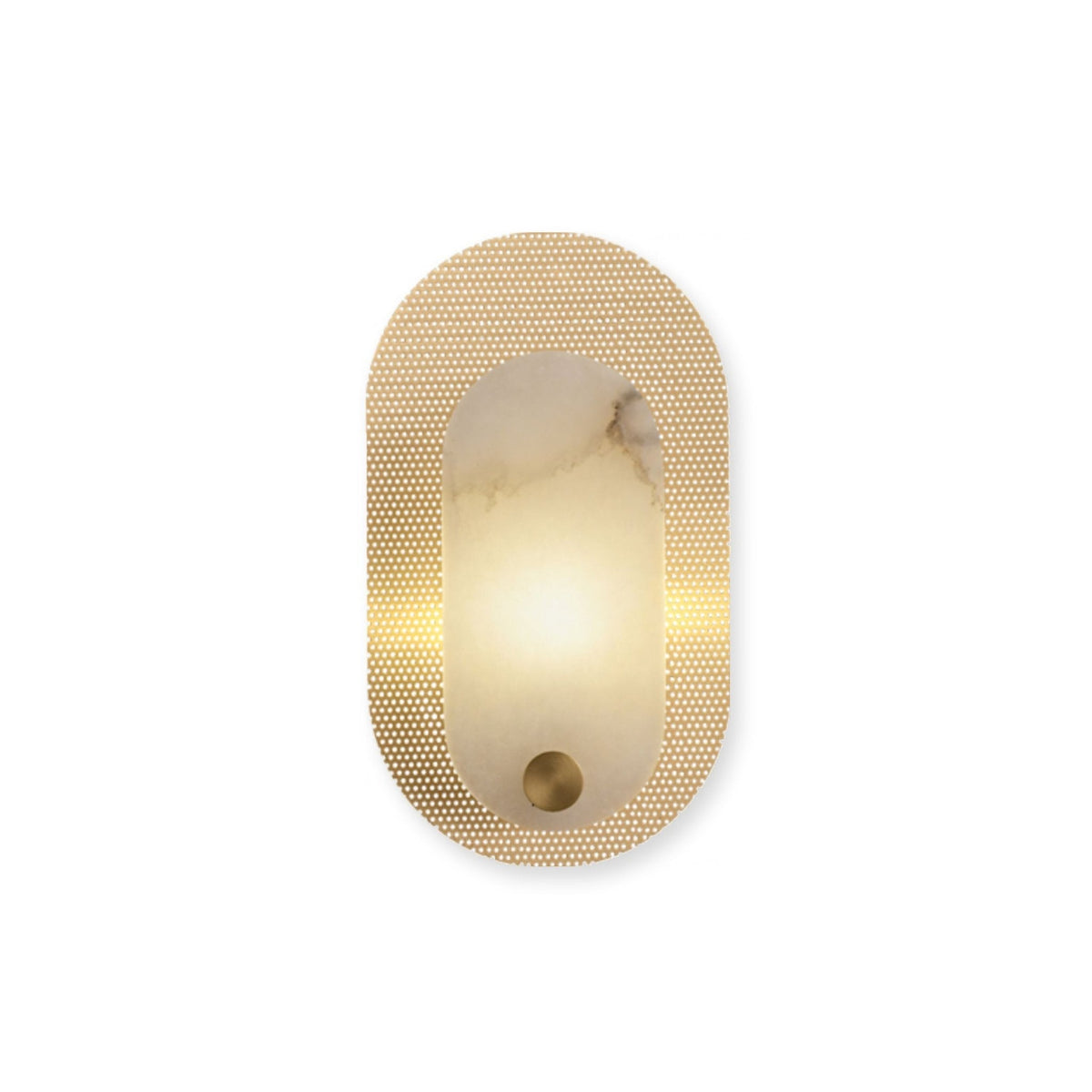 Perforated Oval Wall Sconce in Alabaster and Gold