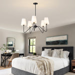 Lumos Black Chandelier – Modern Fabric Shade Pendant Light for Dining Room