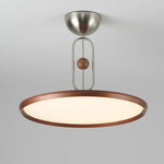 Orbito Semi Flush Ceiling Light in Walnut Wood Grain and Nickel