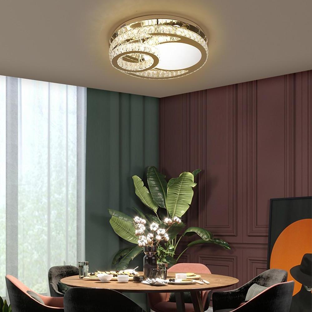 Lumina Crystal Flush Mount Ceiling Light in Stainless Steel