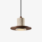 Solstice Core Travertine Pendant Light with Walnut Accent