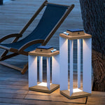 Modern Wooden Outdoor Lantern with Solar Charging and Warm LED Glow