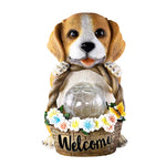 Solar-Powered Resin Puppy Garden Light with Flower Basket