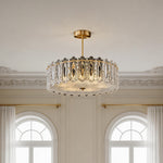 French Copper Semi Flush Mount Ceiling Light with Clear Glass Shade