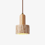 Terra Duo Pendant Light in Travertine and Wood for Modern Interiors