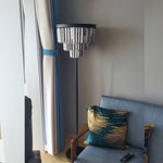 Crystal Floor Lamp with Black Iron Base – American Glamorous Standing Light