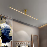 Linear LED Semi Flush Mount Ceiling Light in Black and Brass