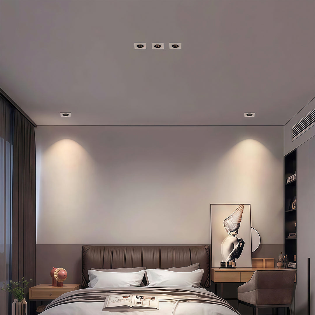 Square LED Recessed Downlight in Black or White for Modern Interiors