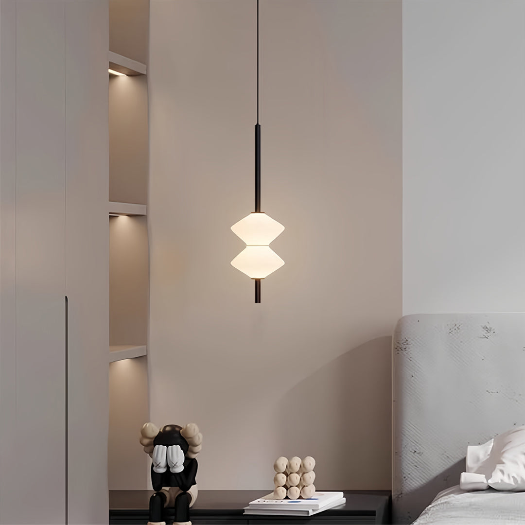 Modern LED Pendant Light for Bedside and Dining Room, Minimalist Glass and Aluminum Hanging Lamp