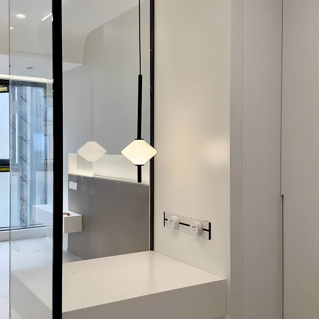 Modern LED Pendant Light for Bedside and Dining Room, Minimalist Glass and Aluminum Hanging Lamp