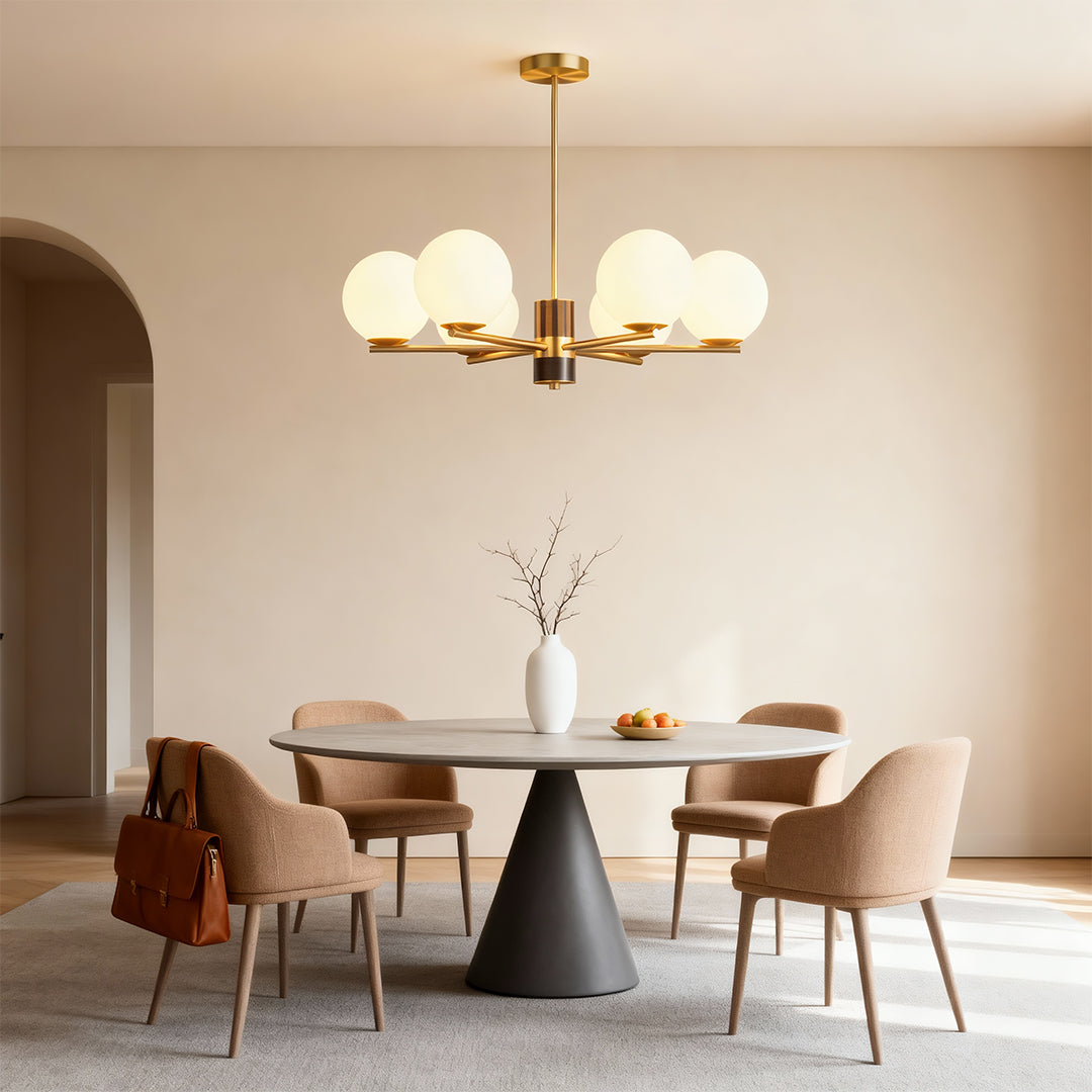 Modern Copper Art Glass Chandelier for Dining Room and Living Space