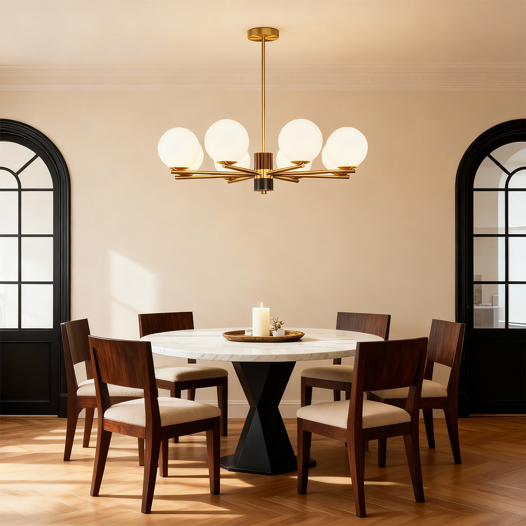 Modern Copper Art Glass Chandelier for Dining Room and Living Space