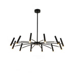 Linear Sputnik Chandelier Black Metal 12 Light Modern Hanging Lights