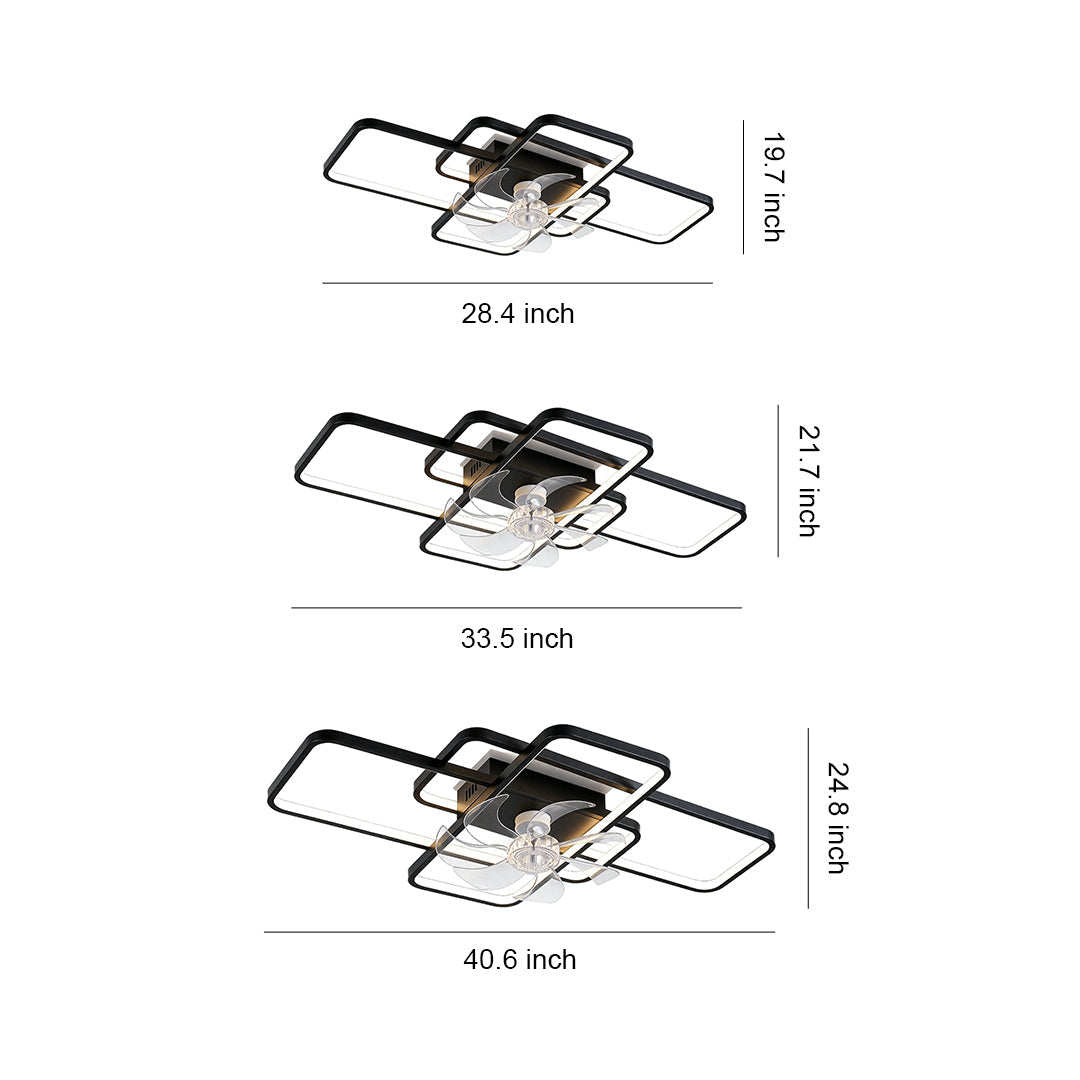 Modern Ceiling Fan with LED Light, Acrylic Shade, Clear ABS Blades