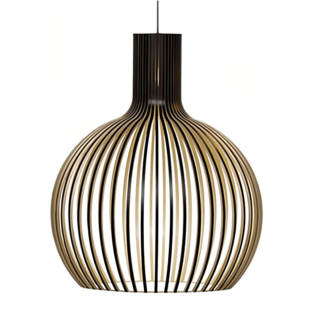 Handcrafted Wooden Birdcage Pendant Light with E27 Socket