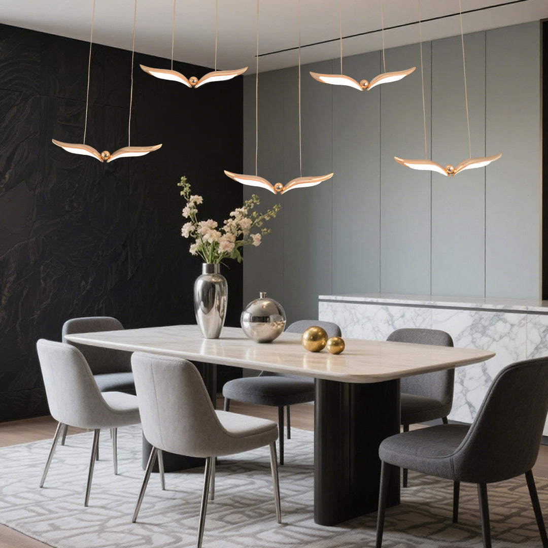 Aurelia Gull Pendant Light — Nordic LED Ceiling Lamp in Rose Gold