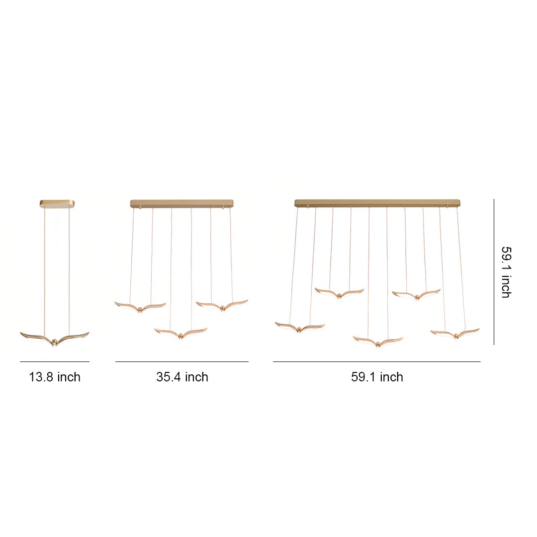 Aurelia Gull Pendant Light — Nordic LED Ceiling Lamp in Rose Gold