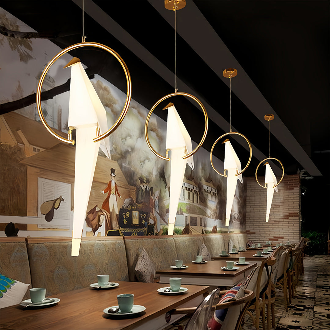 Origami Crane Wall Sconce in Gold Accent, Modern Nordic Bird Light