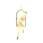 Origami Crane Wall Sconce in Gold Accent, Modern Nordic Bird Light