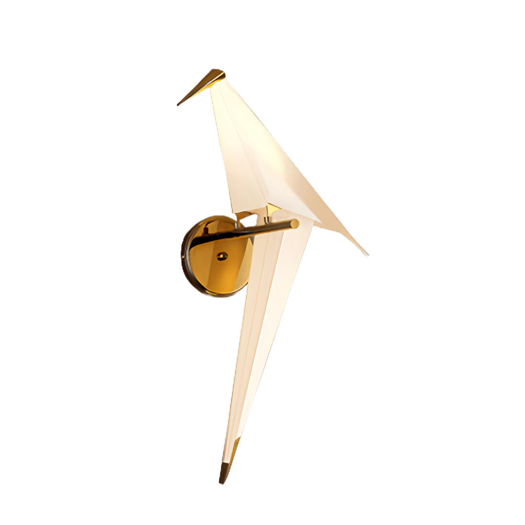 Origami Crane Wall Sconce in Gold Accent, Modern Nordic Bird Light
