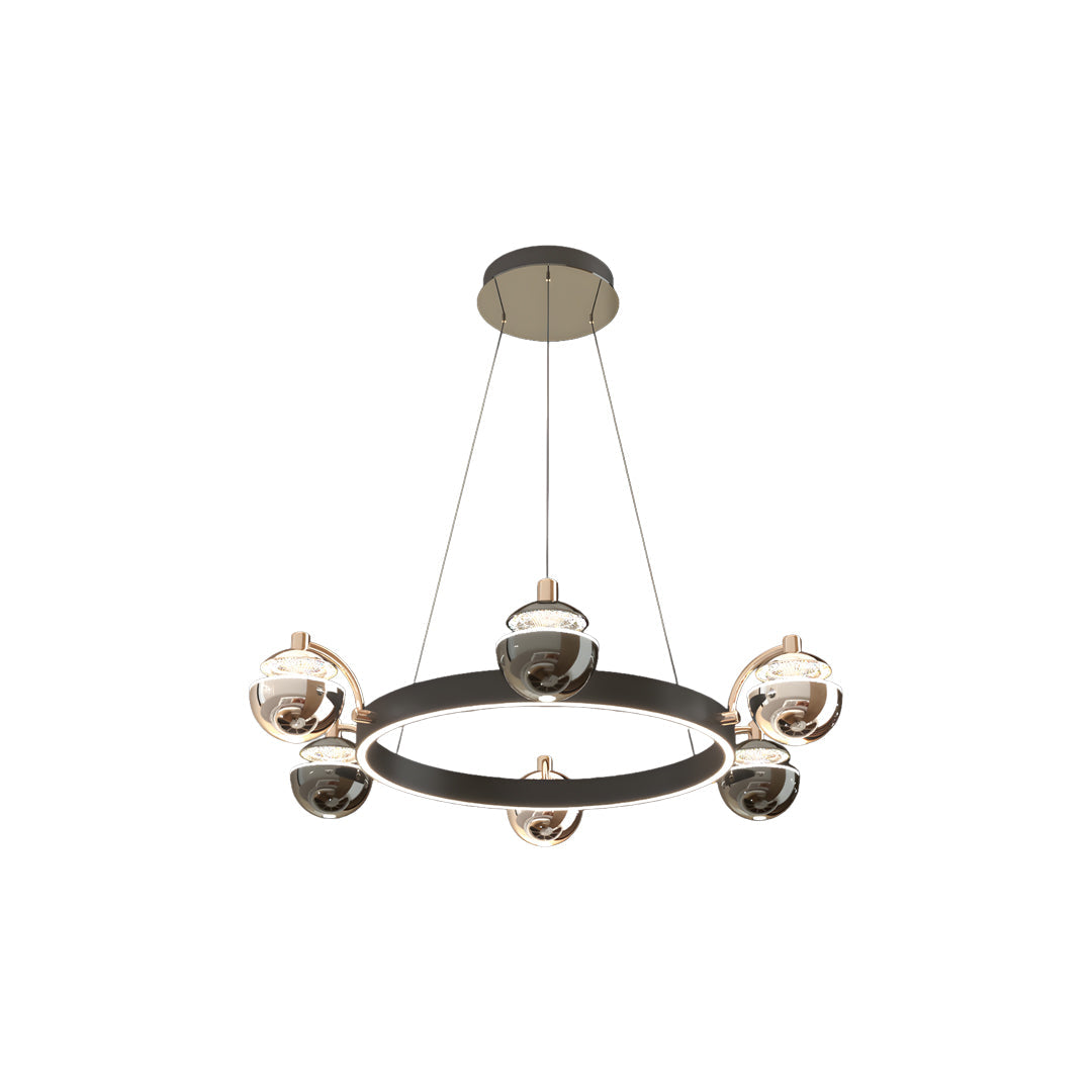 Aurelia Modern Chandelier in Black and Gold with LED Acrylic Shades