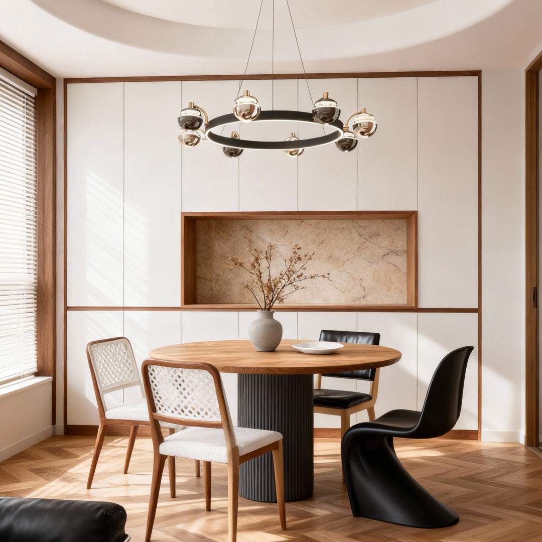 Aurelia Modern Chandelier in Black and Gold with LED Acrylic Shades