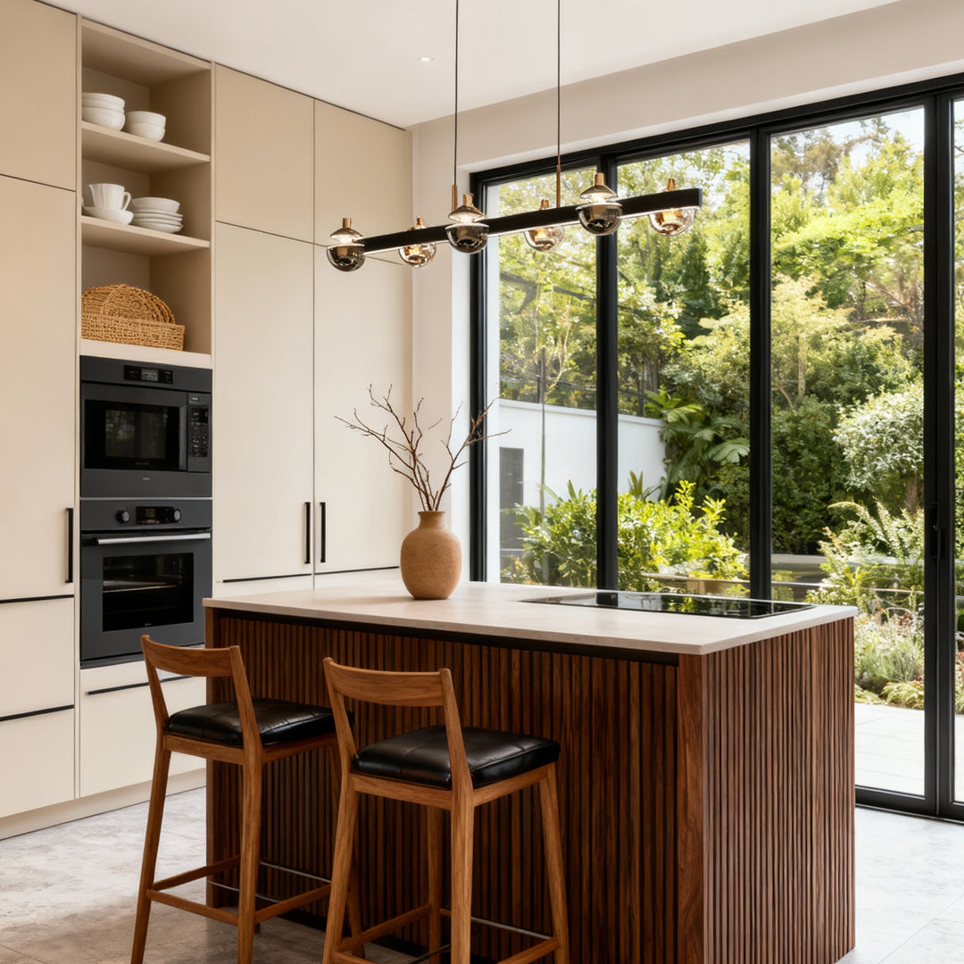 Aurelia Modern Chandelier in Black and Gold with LED Acrylic Shades
