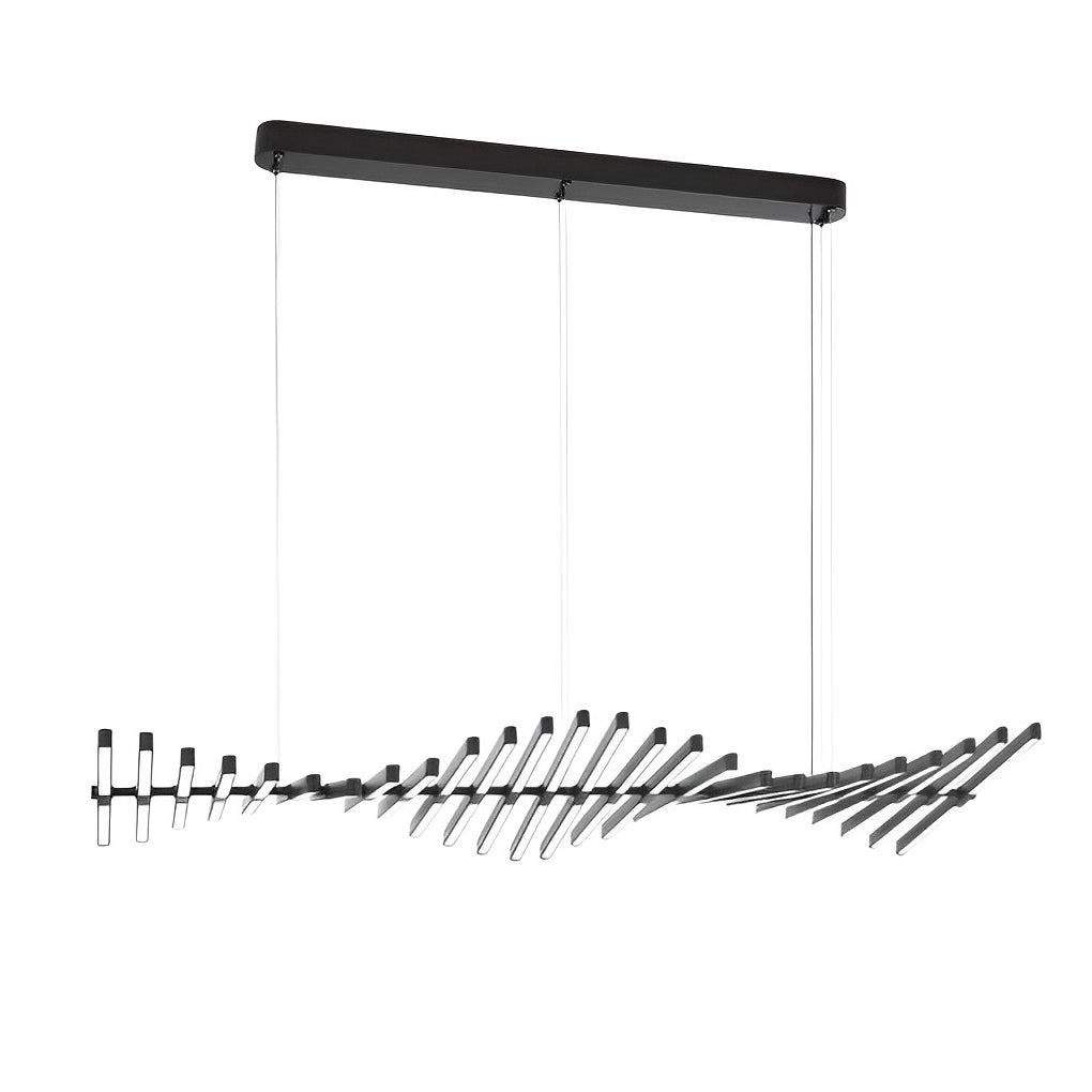 Waves Fishbone LED Chandelier – Modern Nordic Linear Pendant Light