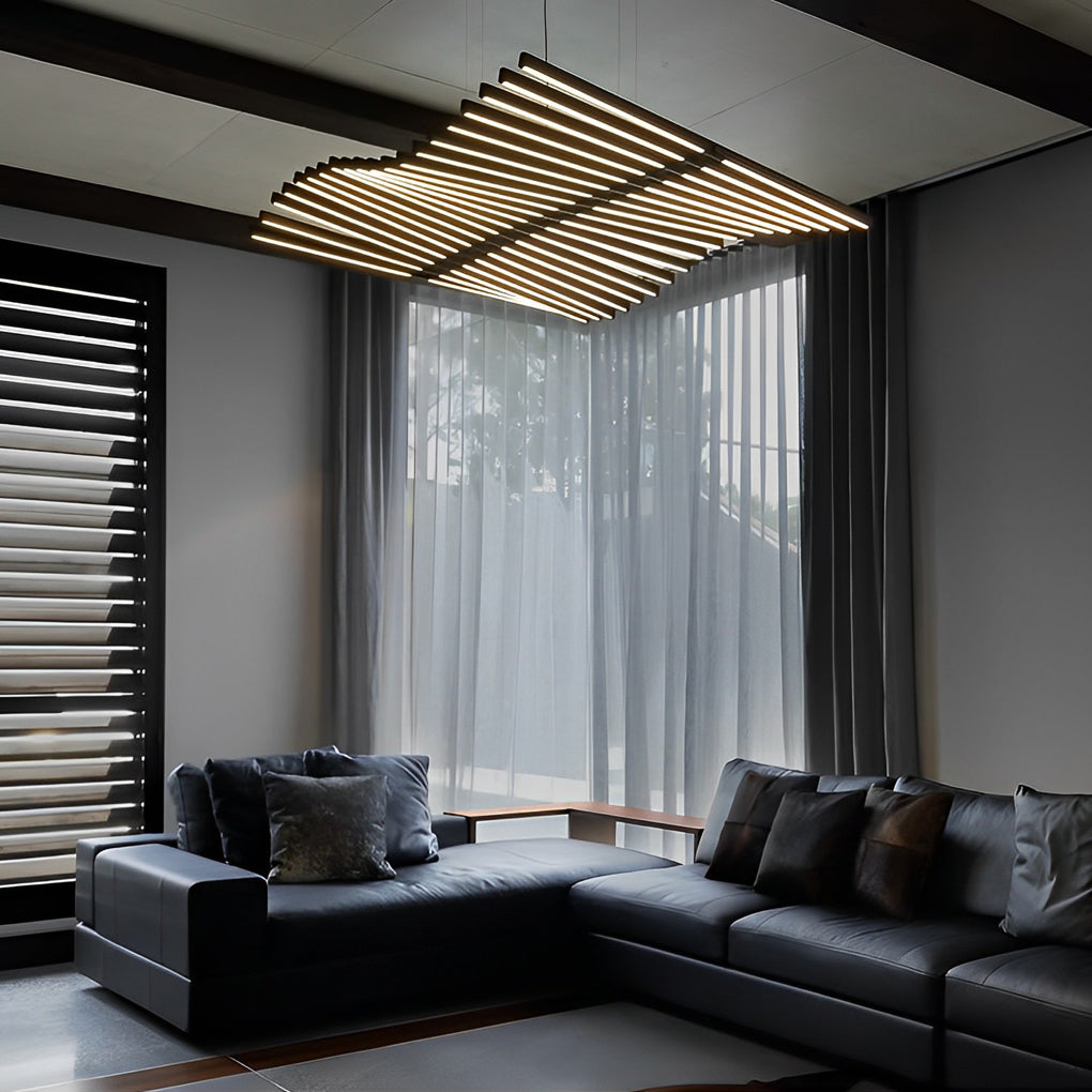 Waves Fishbone LED Chandelier – Modern Nordic Linear Pendant Light