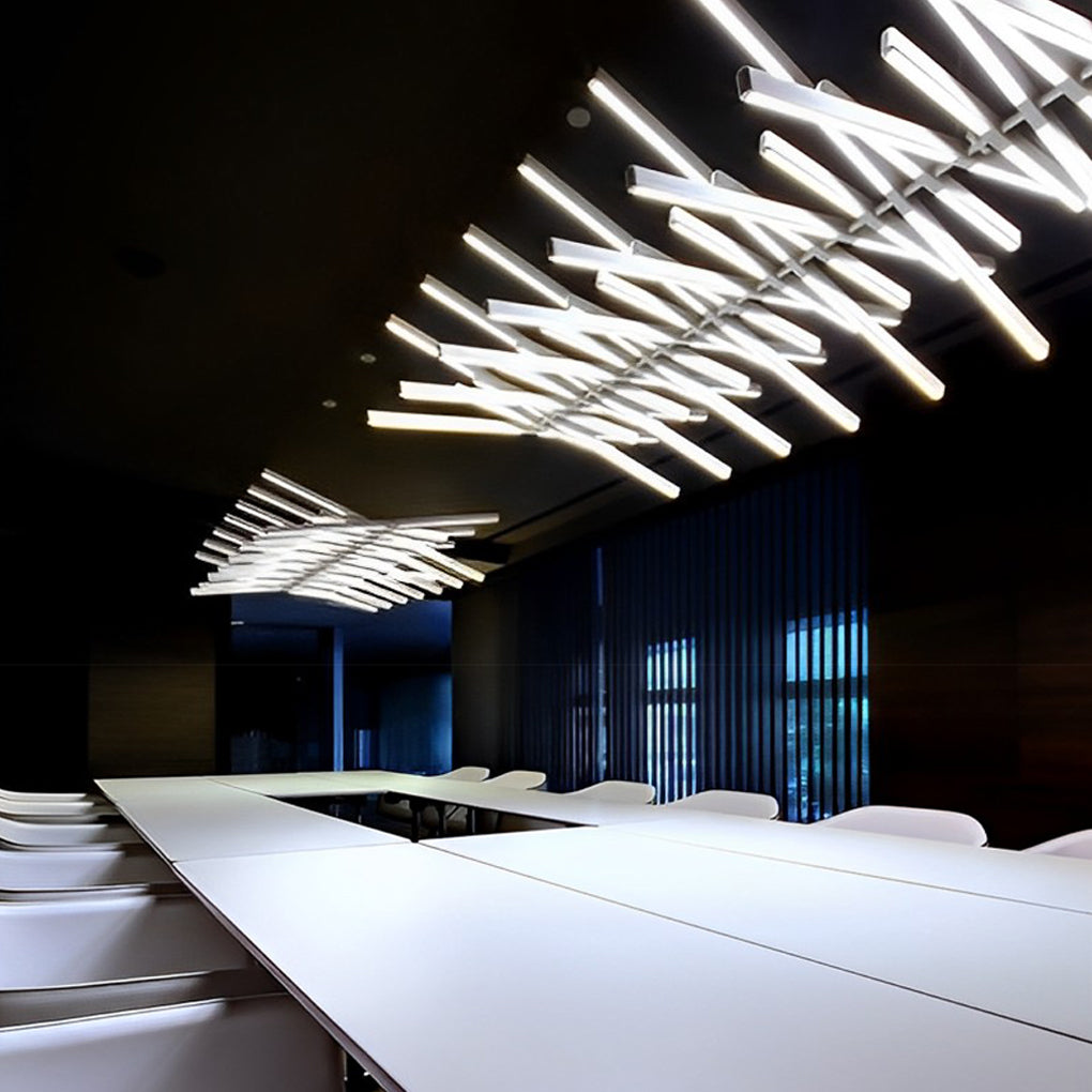 Waves Fishbone LED Chandelier – Modern Nordic Linear Pendant Light