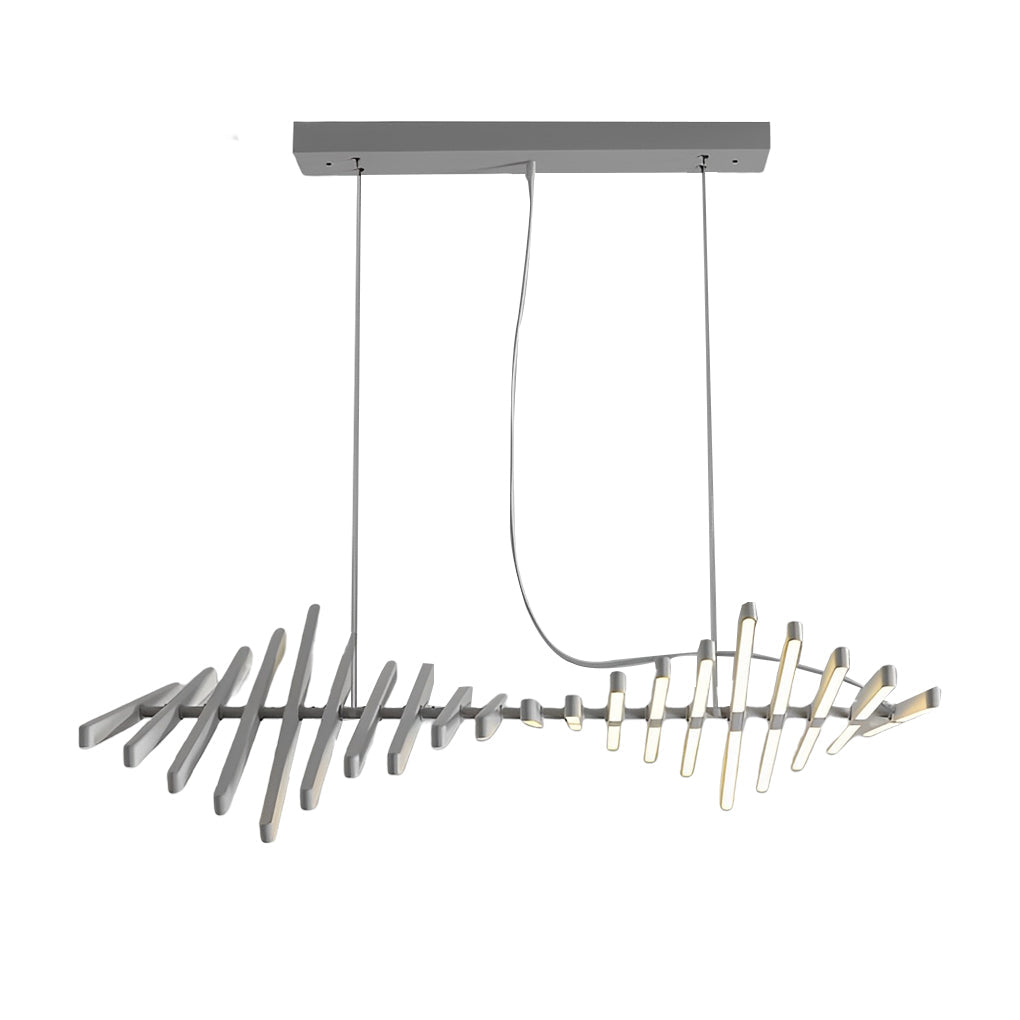 Waves Fishbone LED Chandelier – Modern Nordic Linear Pendant Light
