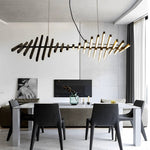 Waves Fishbone LED Chandelier – Modern Nordic Linear Pendant Light