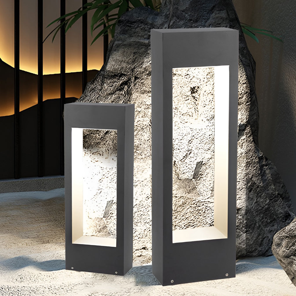 Slim Rectangular LED Lawn Light in Black Aluminum for Modern Landscape Illumination