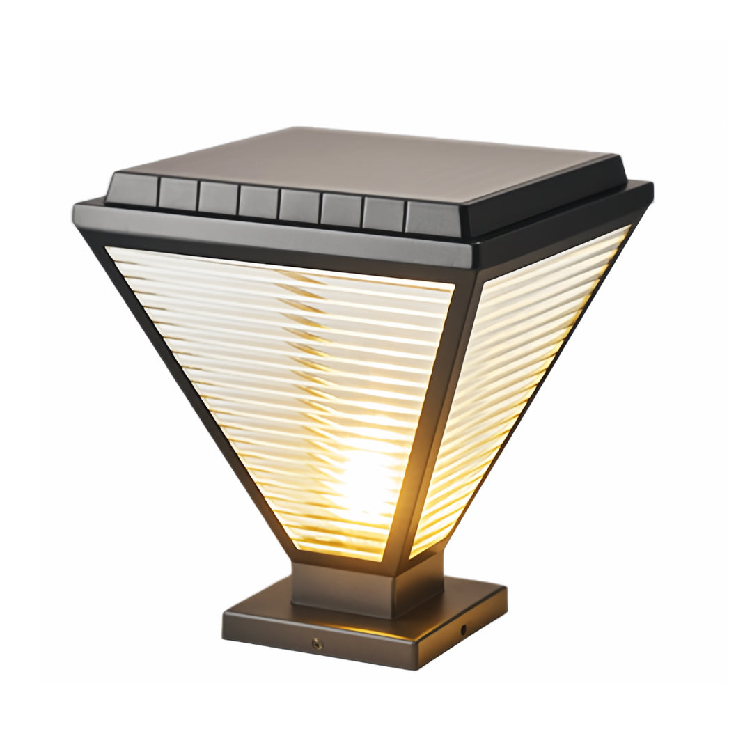 Modern Outdoor Pillar Light with LED Warm Glow, Black Aluminum