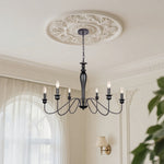 Black Candle Chandelier with Adjustable Chain Ceiling Light
