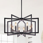 Industrial Candle Chandelier with Adjustable Height, 6 or 8 Lights