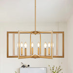 Industrial Candle Chandelier with Adjustable Height, 6 or 8 Lights