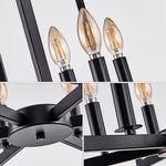 Industrial Candle Chandelier with Adjustable Height, 6 or 8 Lights