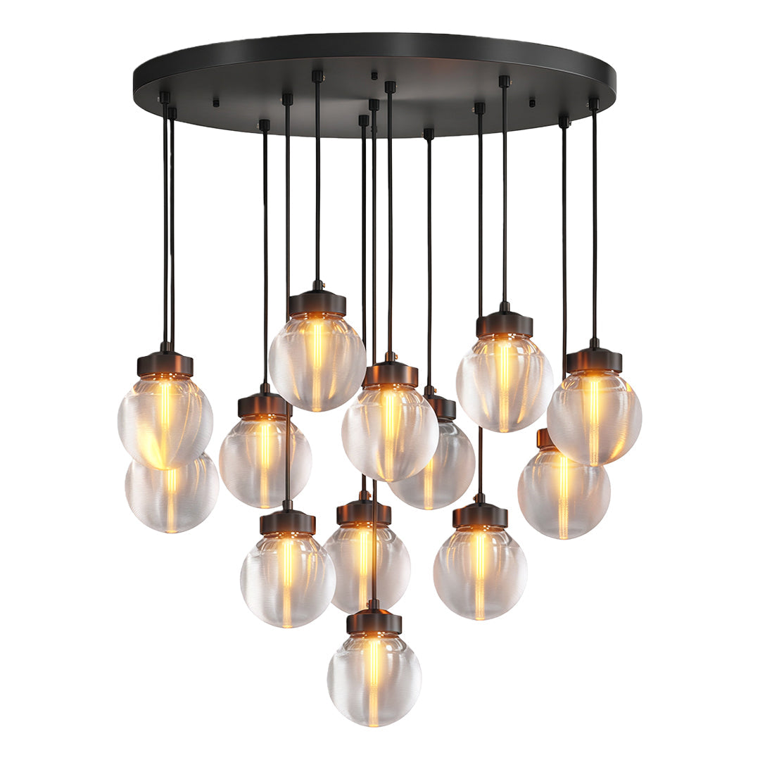 Luxury Copper Chandelier with Clear Glass Shades for Modern Interiors