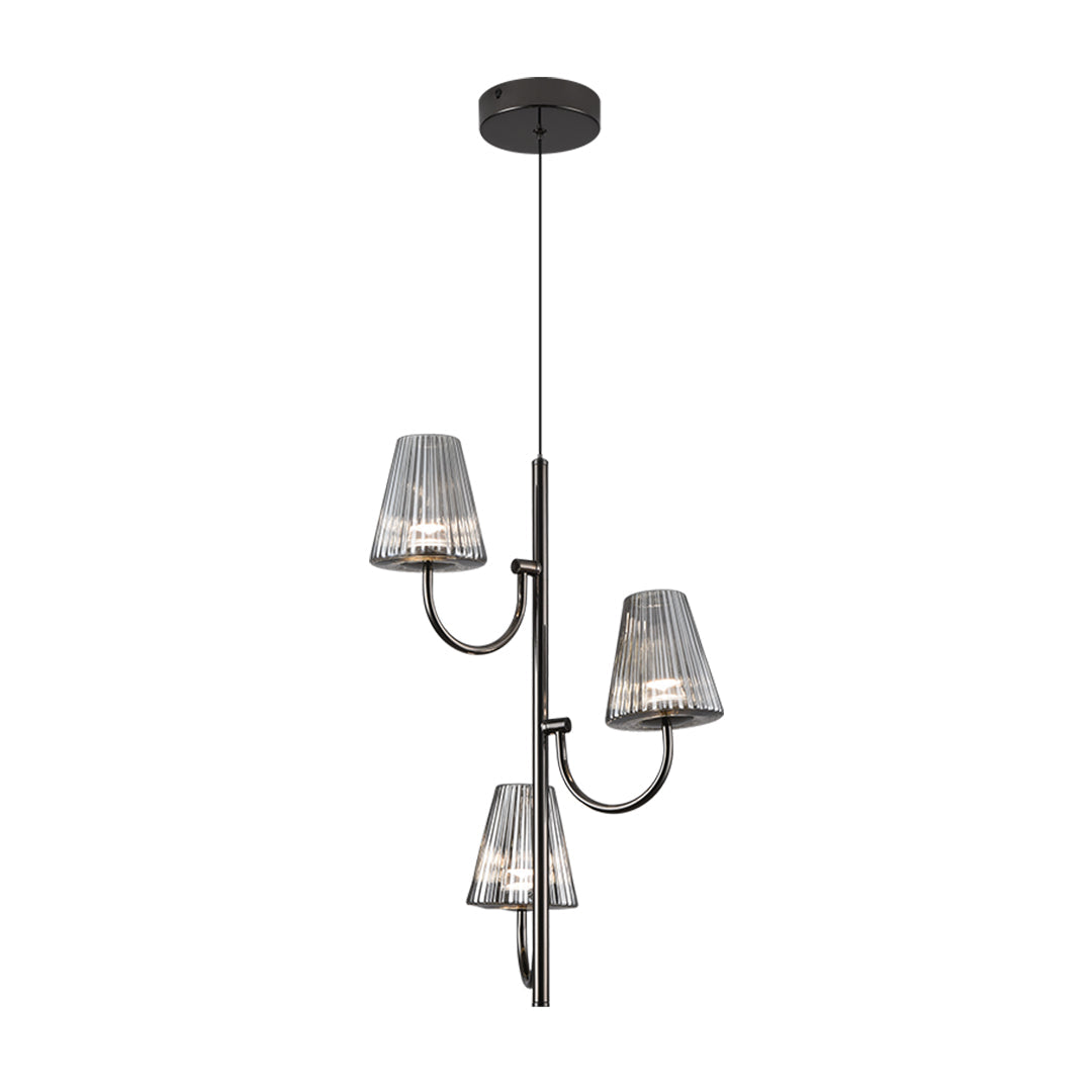 Modern Black LED Pendant Light with Glass Shade for Dining Room and Kitchen Island