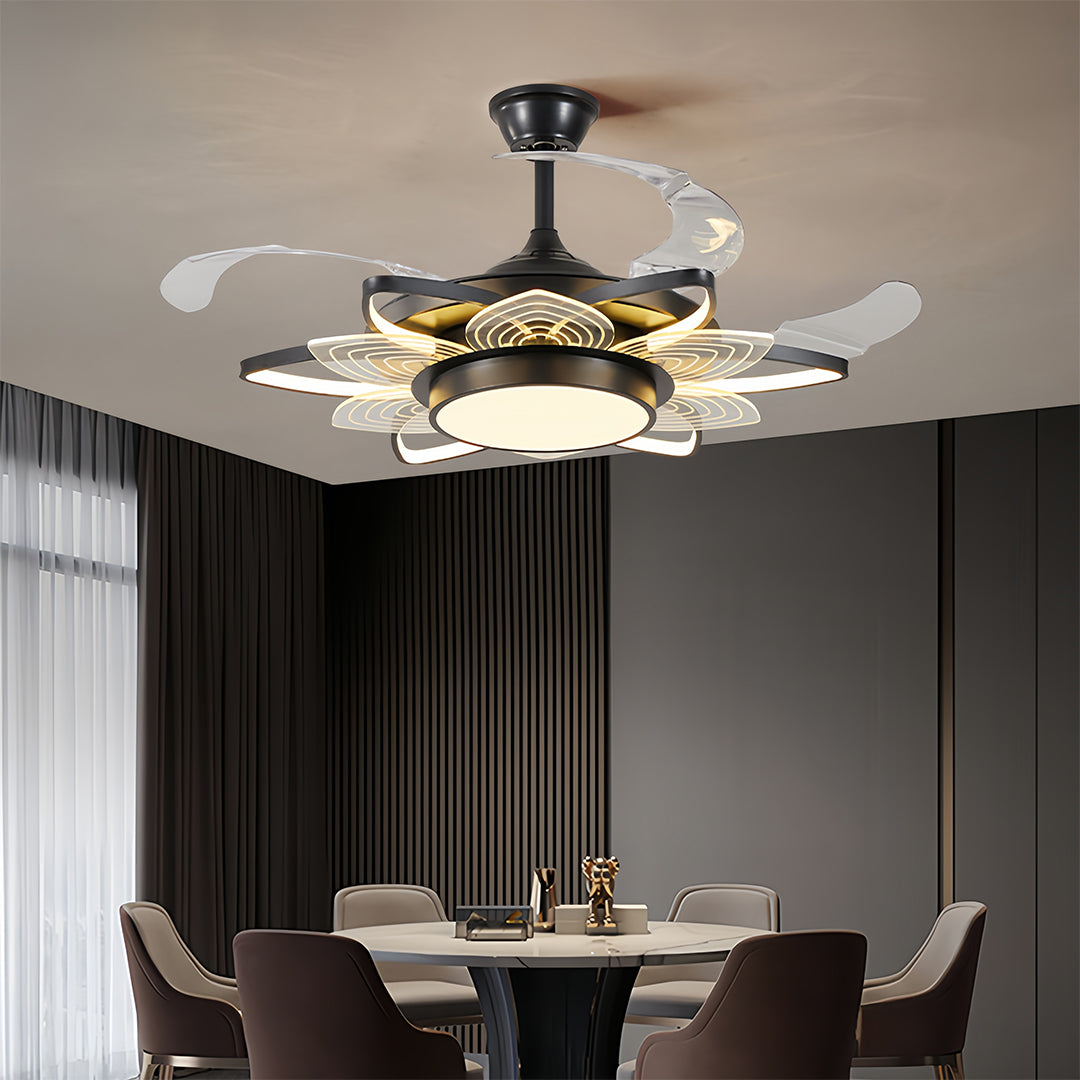 Aria Black Minimalist Ceiling Fan with Integrated LED Light