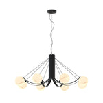 Modern Black Chandelier with White Glass Shades for Dining Room and Living Room