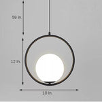 Aurelia Glass Globe Pendant Light in Matte Black Metal Ring