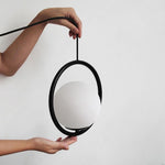 Aurelia Glass Globe Pendant Light in Matte Black Metal Ring