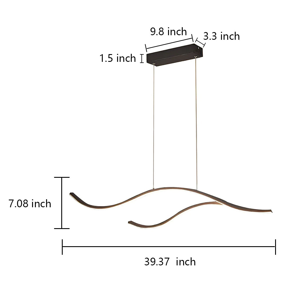 Wavy LED Pendant Light with Adjustable Height in Metallic Finishes