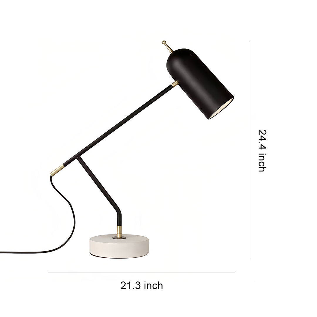 Marble Base LED Desk Lamp with Dimmable Light, Modern Minimalist Black Finish
