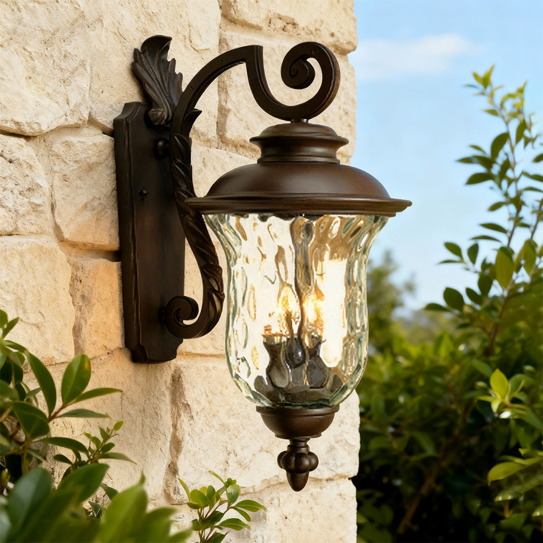 Chestnut Black Aluminum Outdoor Wall Sconce with Clear Glass Shade